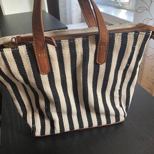 Women's Canvas Striped Satchel Handbag